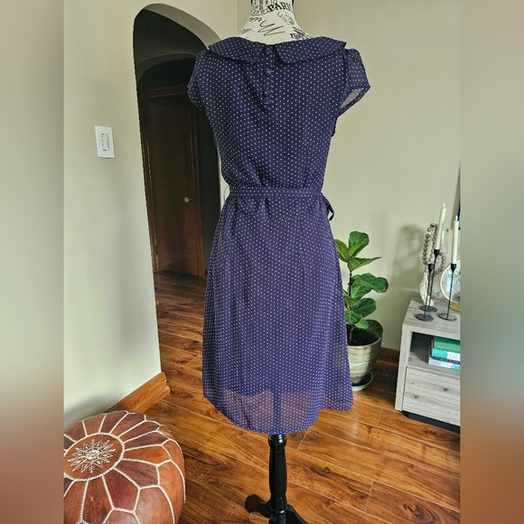 Purple Polkadot Fully lined dress. Size 8. - Picture 2 of 3